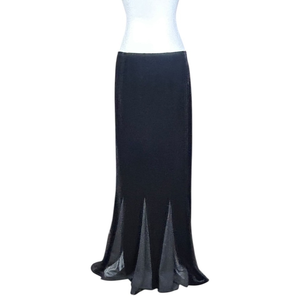 MSK Black Velvet Maxi Skirt 6 Vintage Godets Whimsigoth Formal Dark Romantic